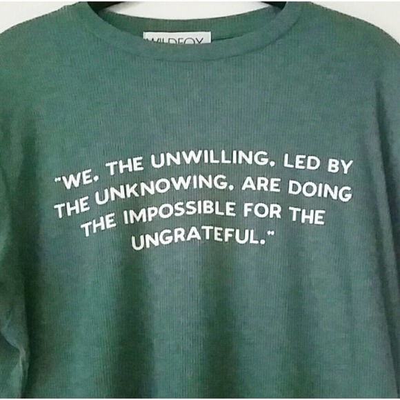 New Wildfox We The Unwilling Statement Crew Neck Boyfriend Tee Green Size Small - Picture 4 of 9